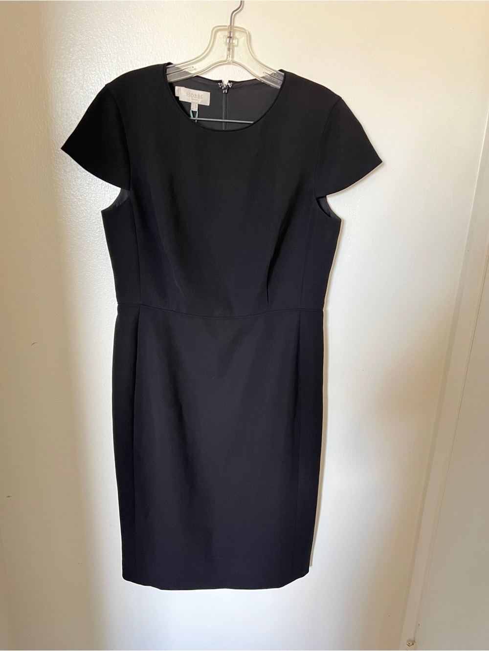 Hobbs London Celina Black Sheath Dress US 8 Tailored Career Office Midi Classic - Picture 2 of 7